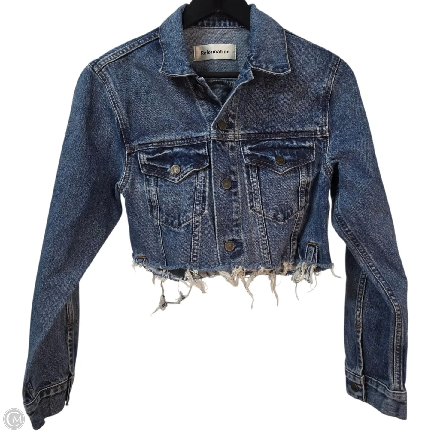 Jacket Denim By Reformation In Blue, Size: S