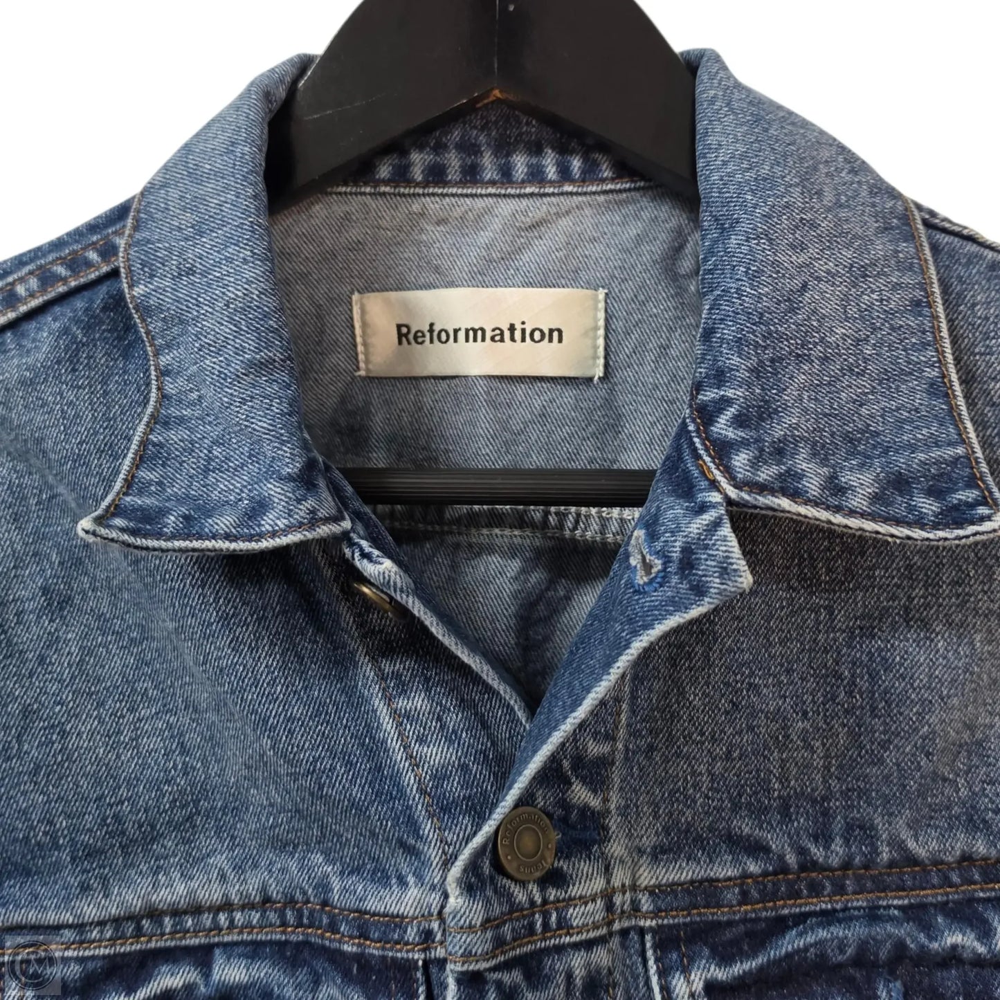 Jacket Denim By Reformation In Blue, Size: S