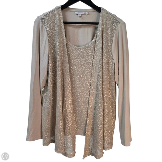 Top 2pc Long Sleeve By Chicos In Tan, Size: L