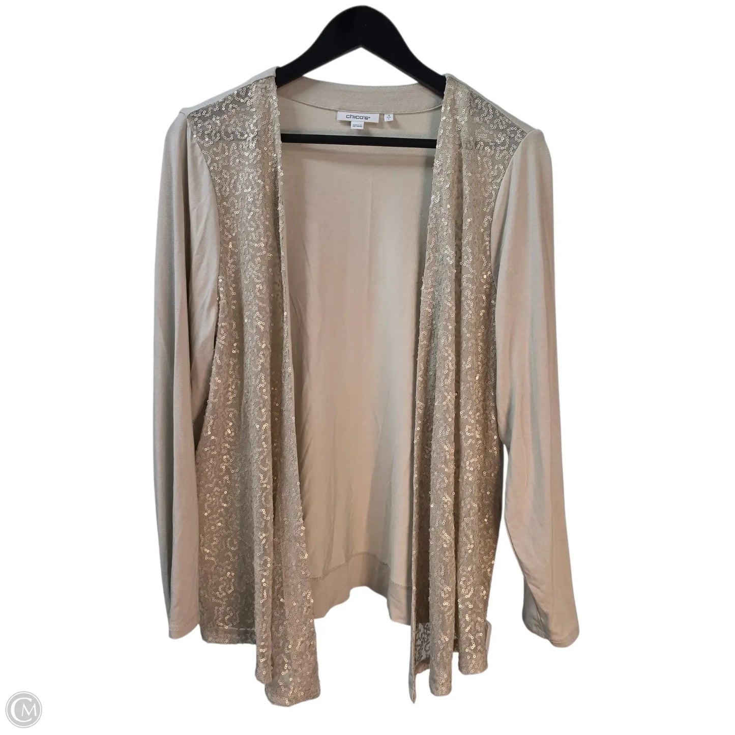 Top 2pc Long Sleeve By Chicos In Tan, Size: L