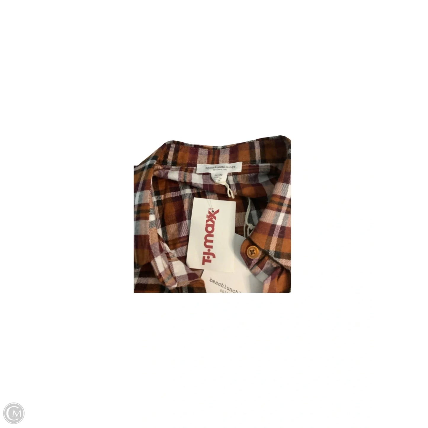 Top Long Sleeve Basic By Beachlunchlounge In Plaid Pattern, Size: M