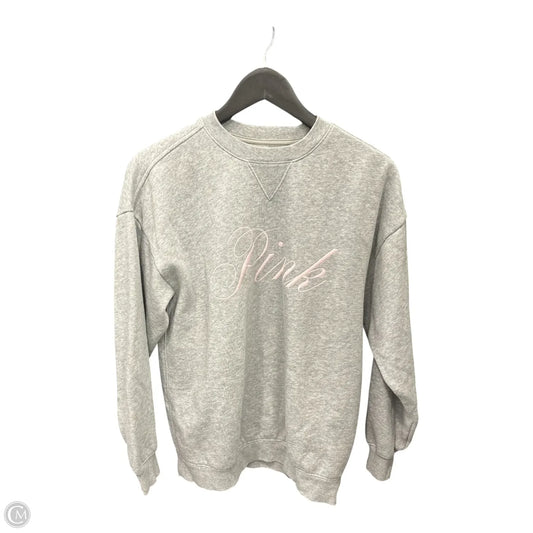 Sweatshirt Crewneck By Pink In Grey, Size: S