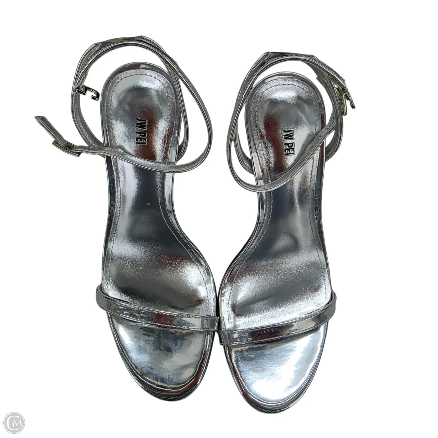 Sandals Heels Stiletto By Clothes Mentor In Silver, Size: 6