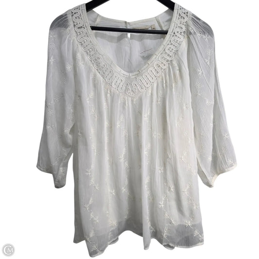 Top Long Sleeve Basic By Soft Surroundings In Cream, Size: Mp