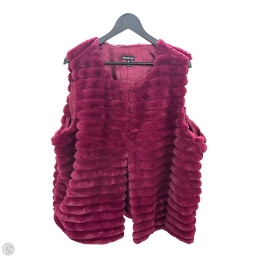 Vest Faux Fur & Sherpa By Nina Leonard In Red, Size: 3x