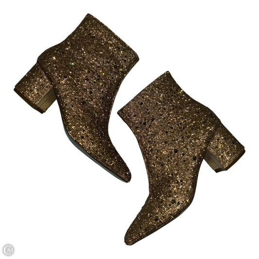 Boots Ankle Heels By Betsey Johnson In Gold, Size: 6.5