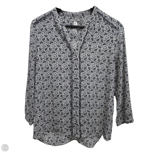 Top Long Sleeve Basic By Halogen In Black & White, Size: Mp