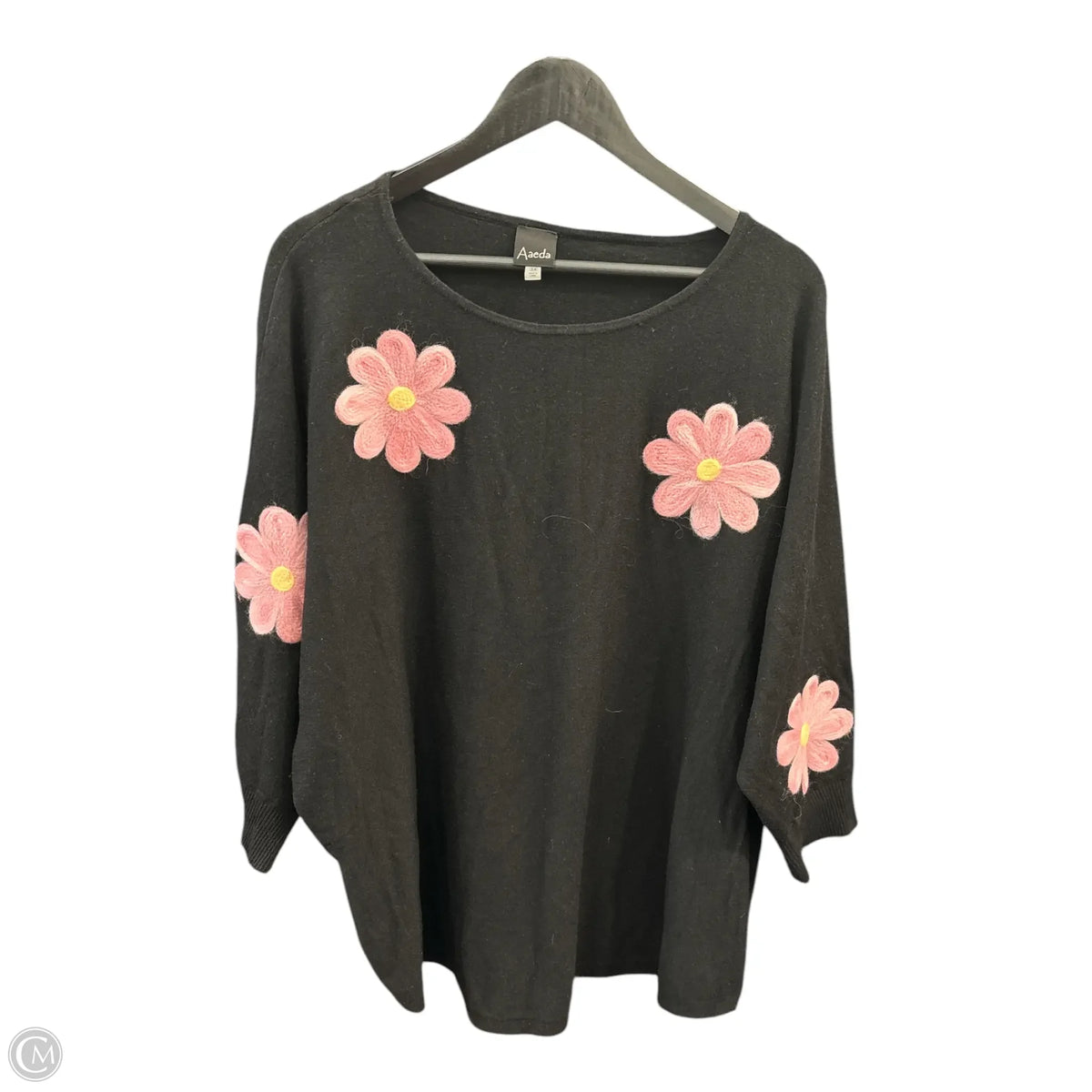 Aaeda Long Sleeve Top with Flowers, Size: 3X