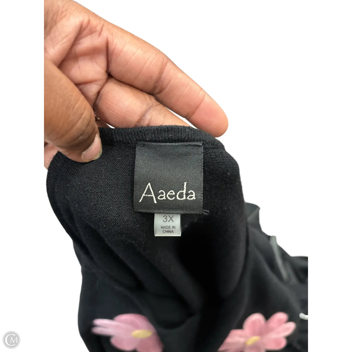 Aaeda Long Sleeve Top with Flowers, Size: 3X