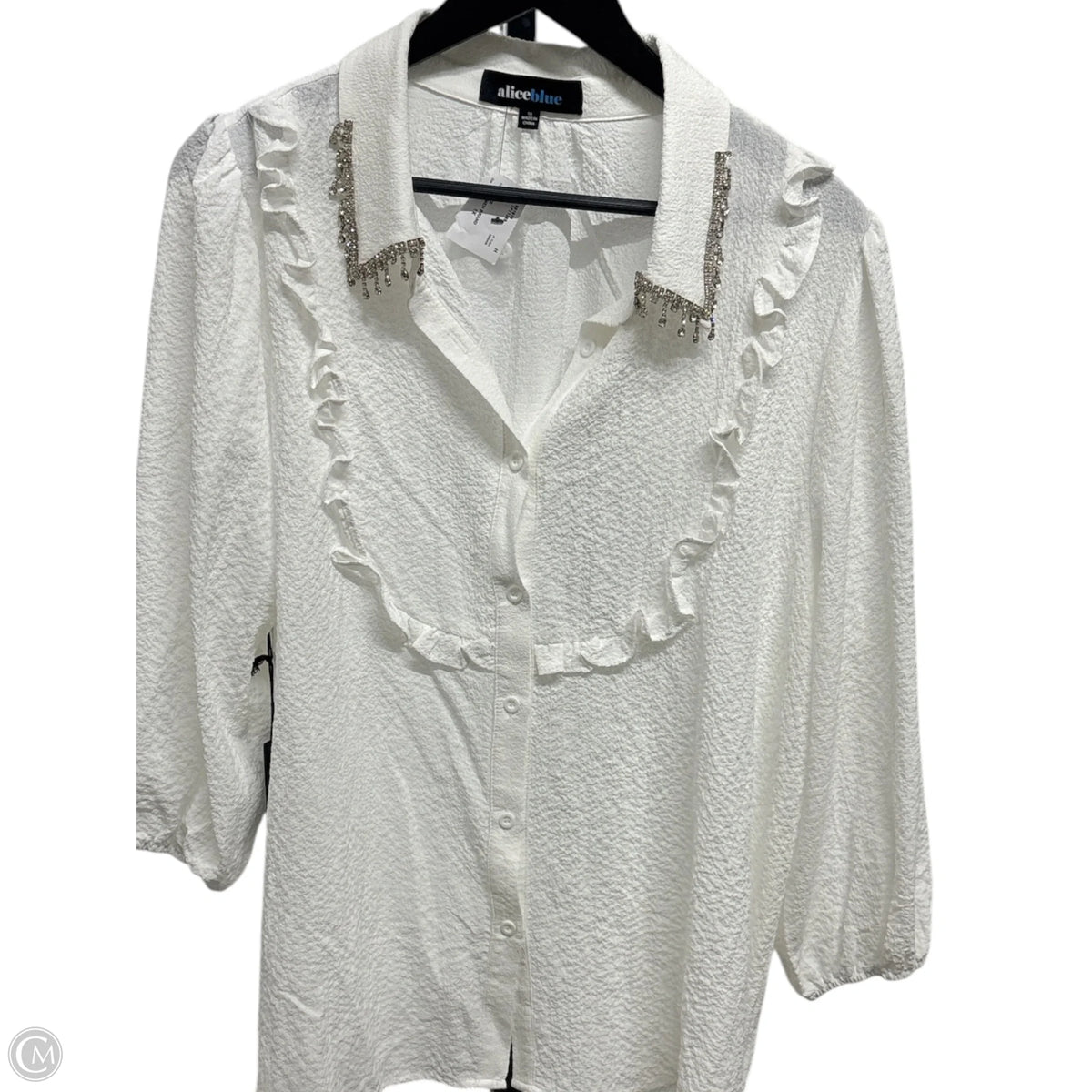 Top Long Sleeve Basic By Alice Blue In White, Size: 1x