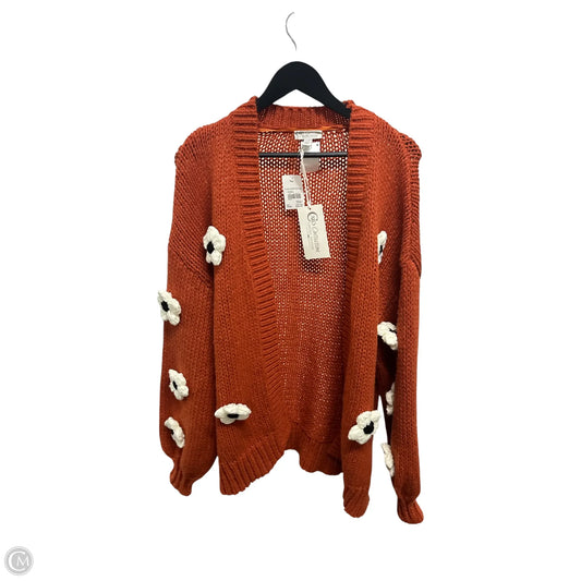 Sweater Cardigan By Cato In Orange, Size: 18