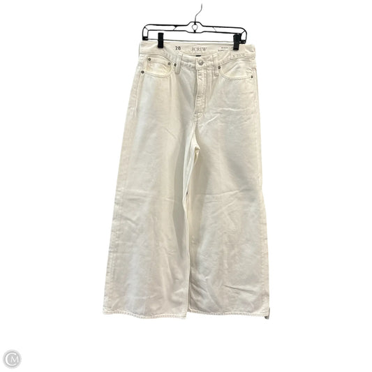 J. Crew Wide Leg Jeans In Cream, Size: 6