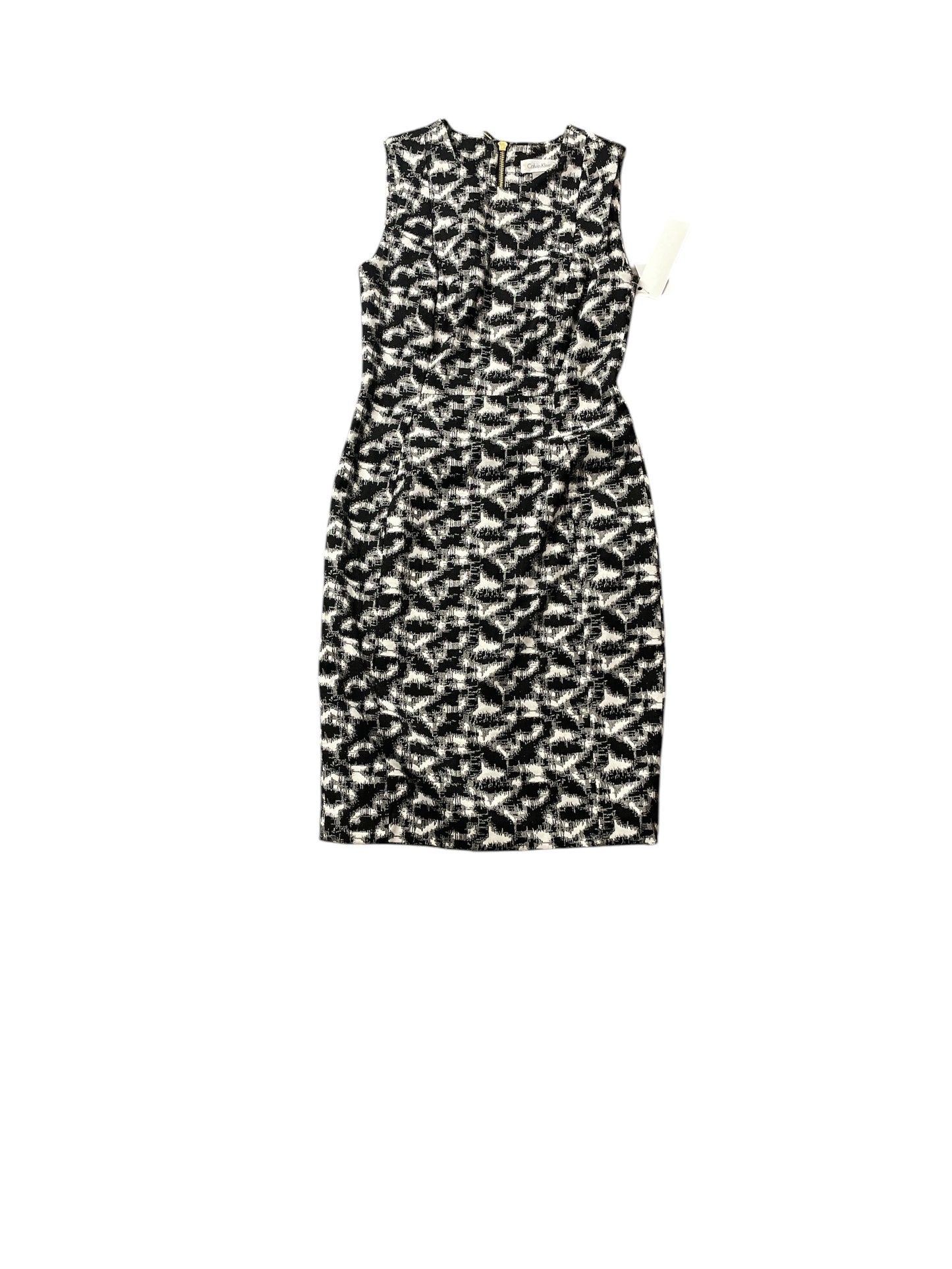 Dress Casual Midi By Calvin Klein In Black & White, Size: 4p