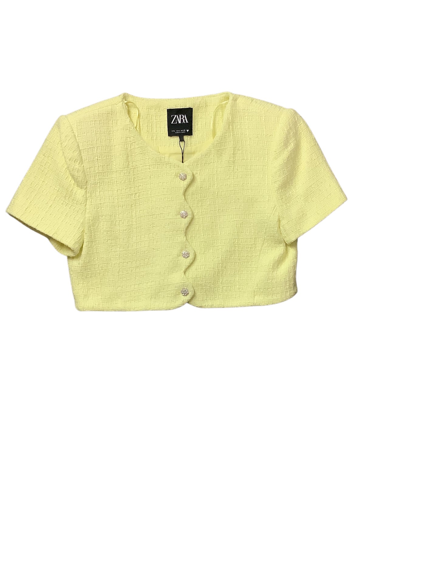 Top Short Sleeve By Zara In Yellow, Size: L