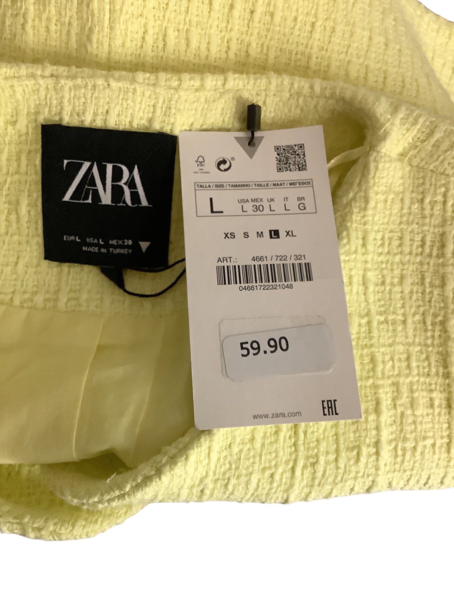 Top Short Sleeve By Zara In Yellow, Size: L