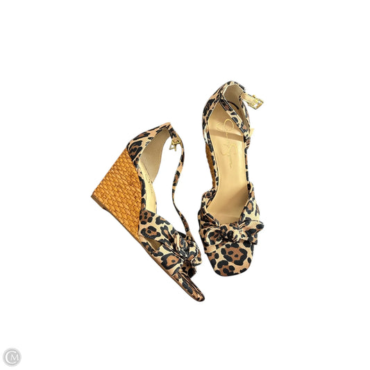 Sandals Heels Wedge By Jessica Simpson In Animal Print, Size: 9.5