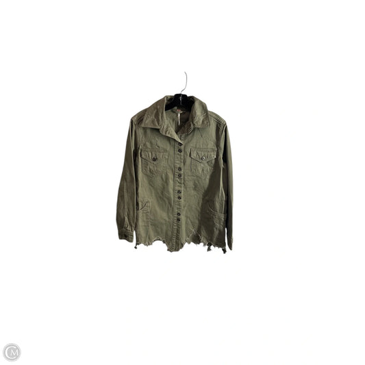 Jacket Denim By Free People In Green, Size: Xs