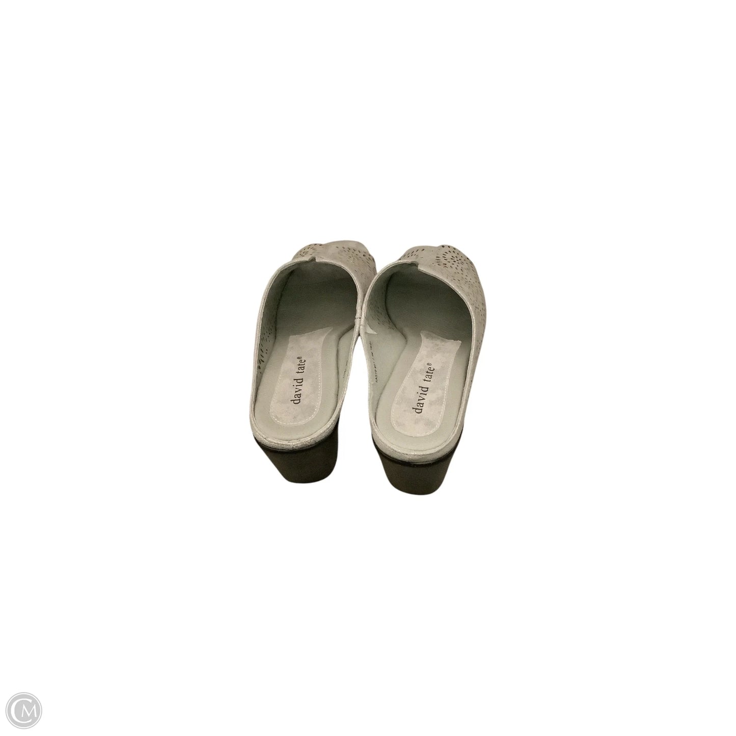 Sandals Heels Block By Clothes Mentor In Silver, Size: 7.5