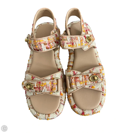 Sandals Designer By Coach In Orange & Pink, Size: 9