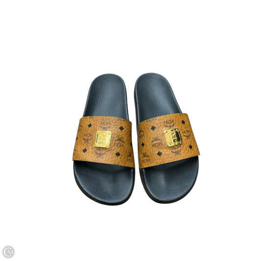 Sandals Luxury Designer By Mcm In Black & Brown, Size: 11