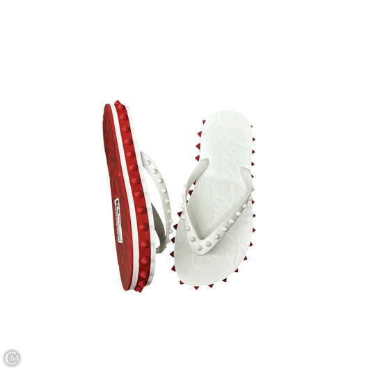 Sandals Luxury Designer By Christian Louboutin In Red & White