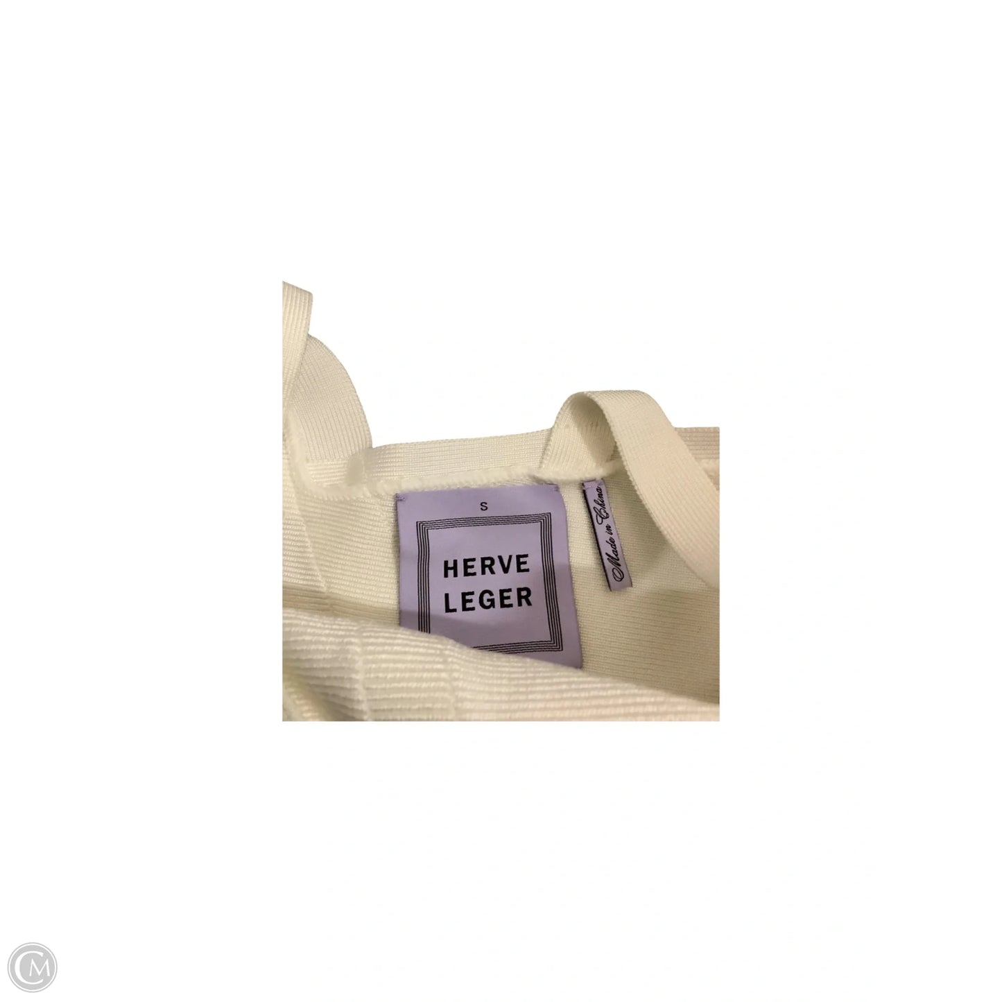 Dress Luxury Designer By Herve Leger In Ivory, Size: S