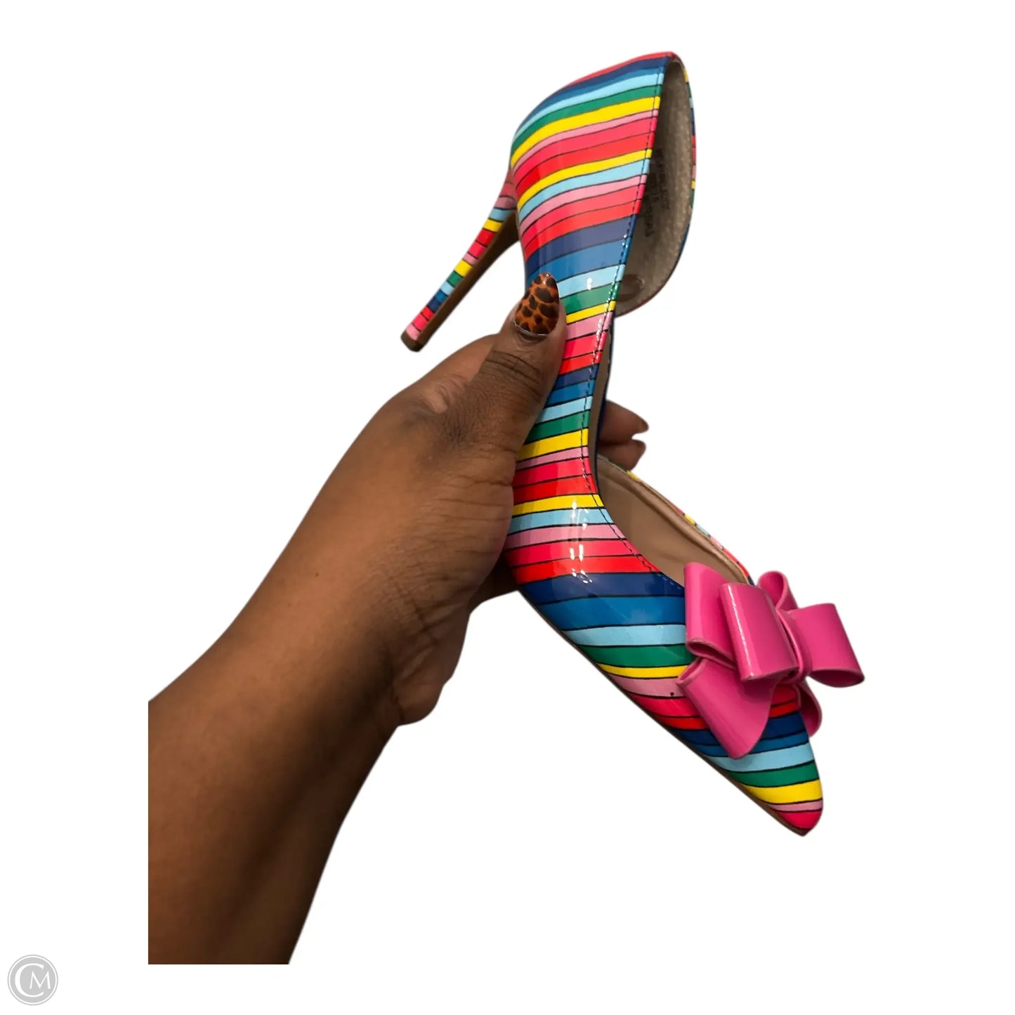 Shoes Heels Stiletto By Betsey Johnson In Rainbow Print, Size: 7.5