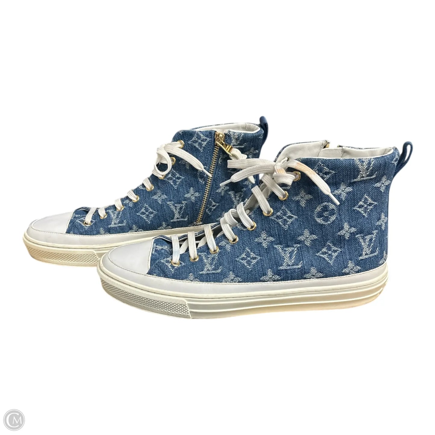 Shoes Luxury Designer By Louis Vuitton In Blue Denim