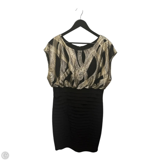 Dress Casual Midi By Frank Lyman In Black & Gold, Size: 16