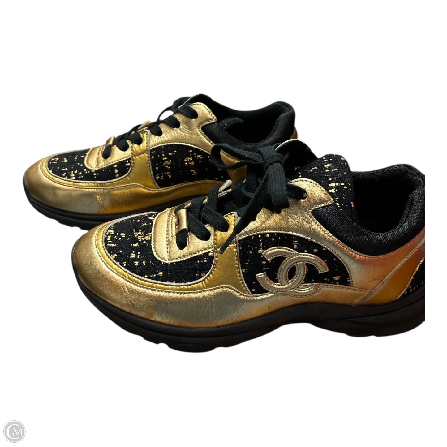 Shoes Luxury Designer By Chanel In Black & Gold