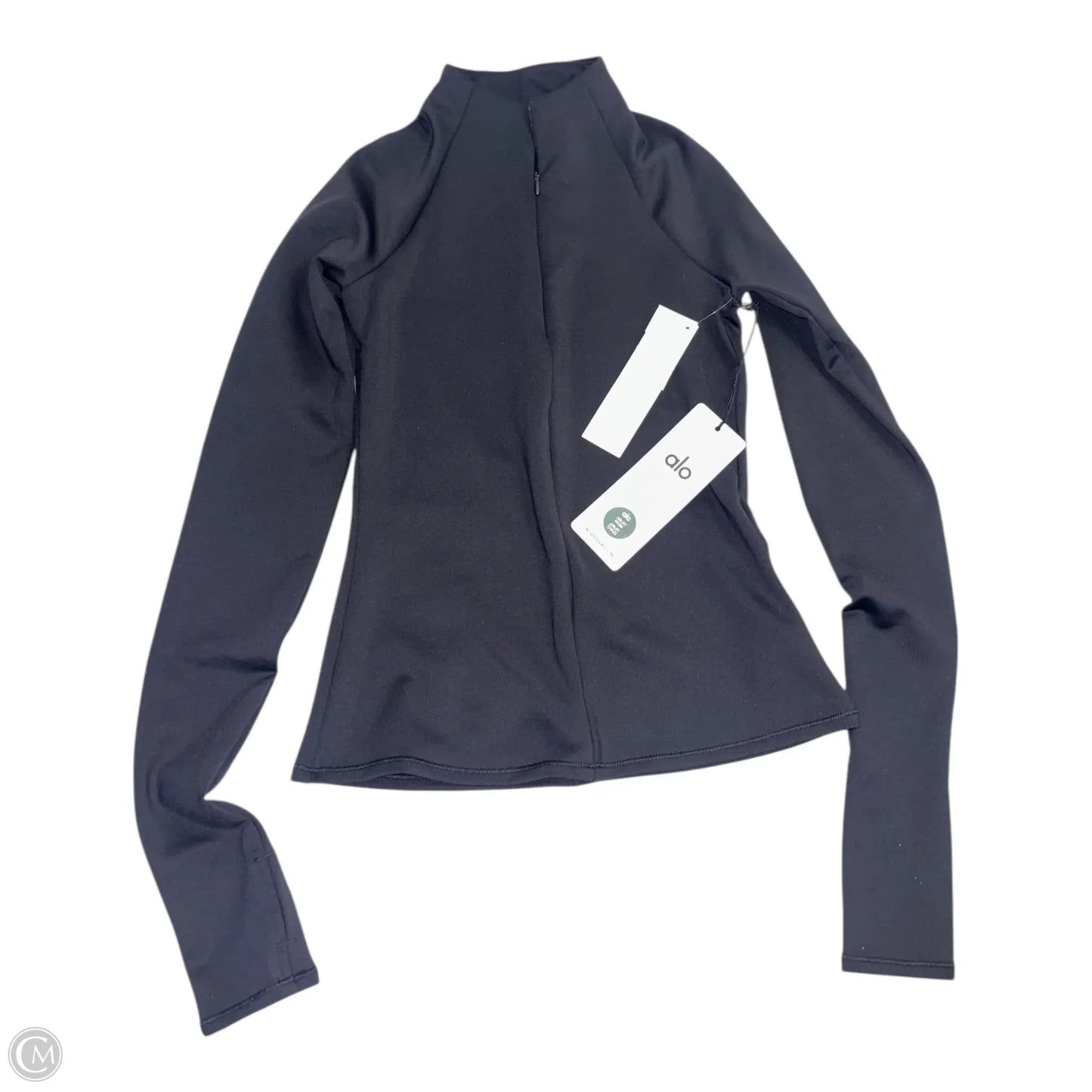 Athletic Top Long Sleeve Collar By Alo In Black, Size: Xs