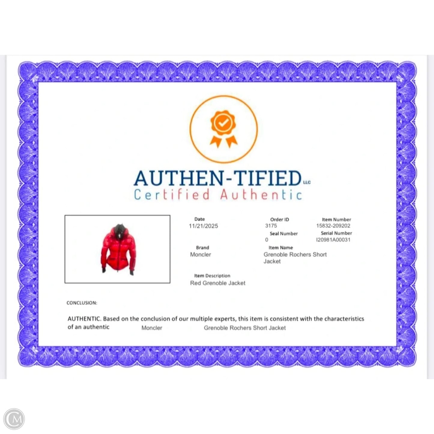 Coat Luxury Designer By Moncler In Red, Size: Xs