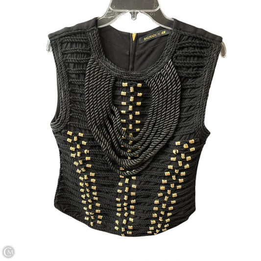 BALMAIN x H&M Sleeveless Rope Braided Top Size 4 Black Gold Tank TopIn Black, Size 8