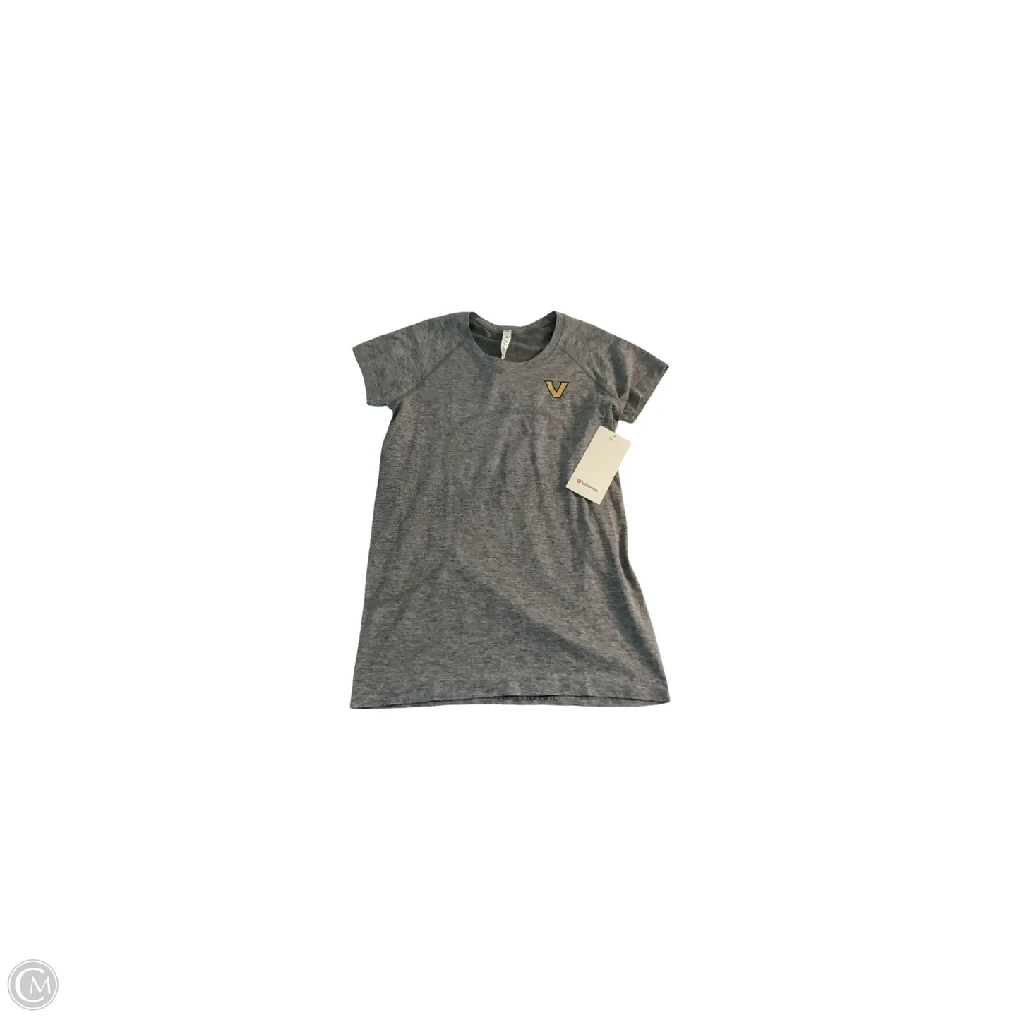 Athletic Top Short Sleeve By Lululemon In Grey, Size: 10