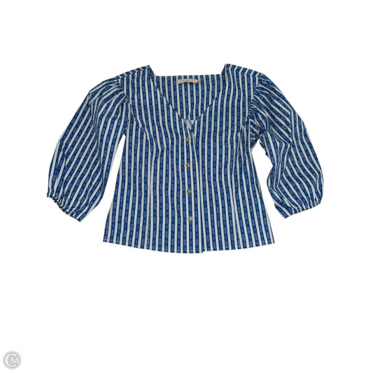 Top Long Sleeve Designer By Tory Burch In Blue & White, Size: 0