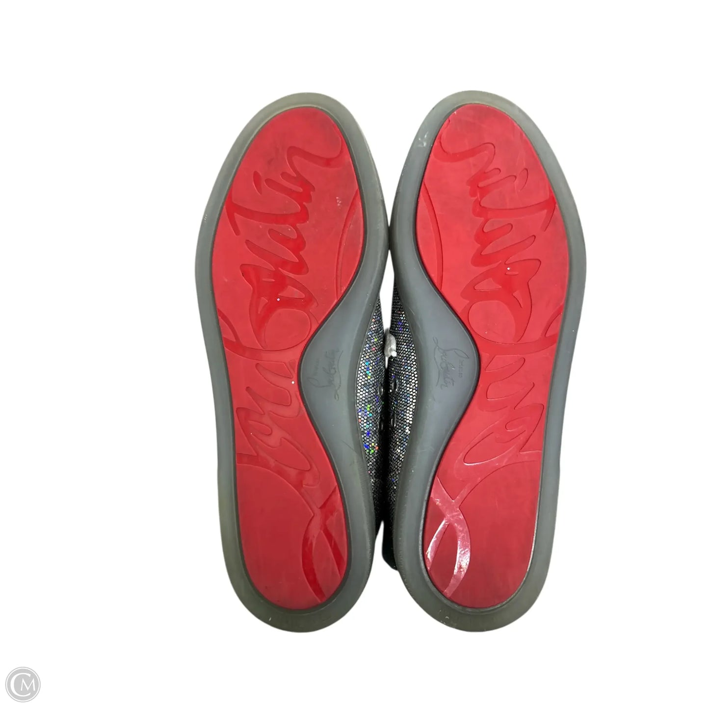 Shoes Luxury Designer By Christian Louboutin In Silver, Size: 9.5