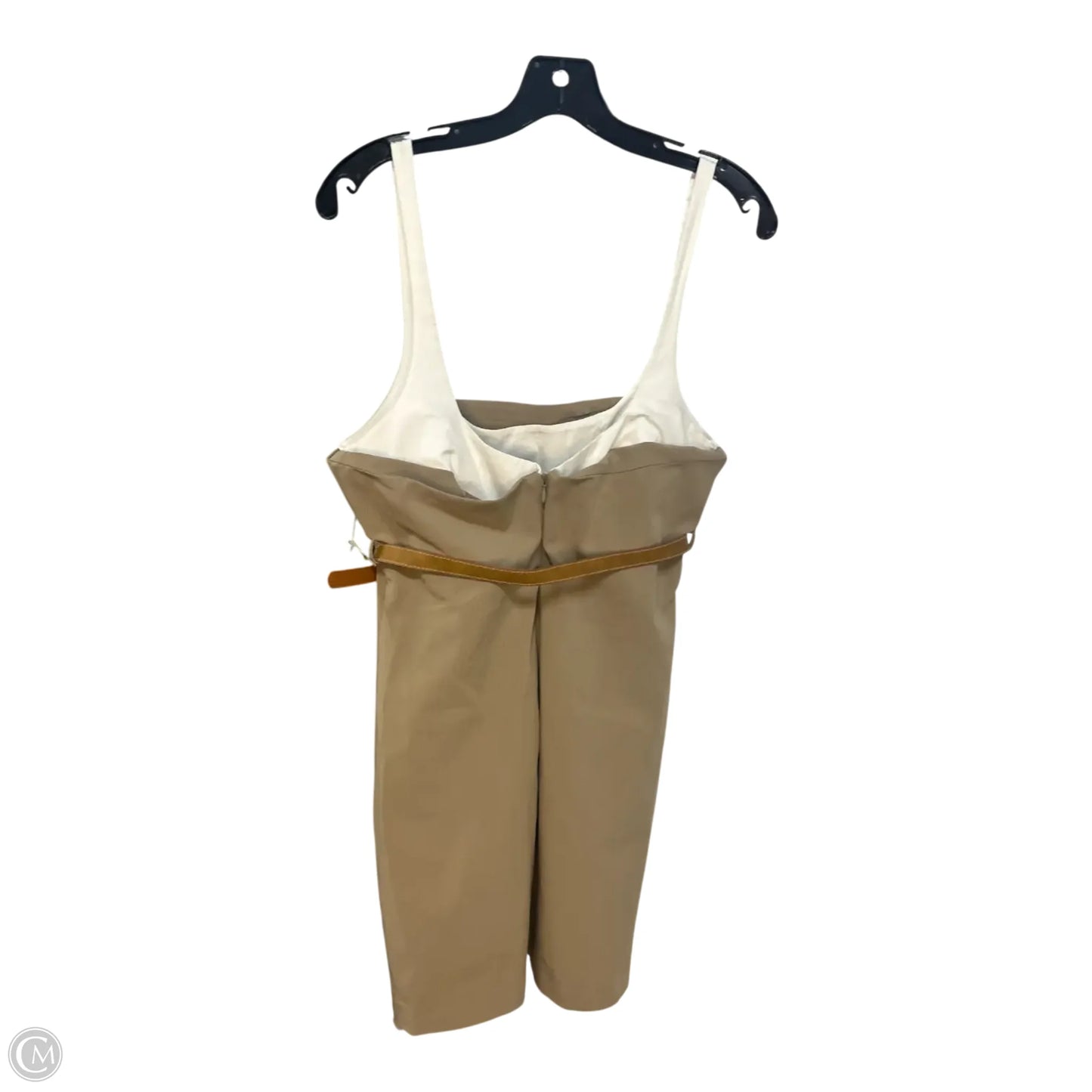 Dress Casual Midi By Zara In Tan & White, Size: L