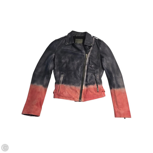 Jacket Moto Leather By Clothes Mentor In Ombre Print, Size: 8