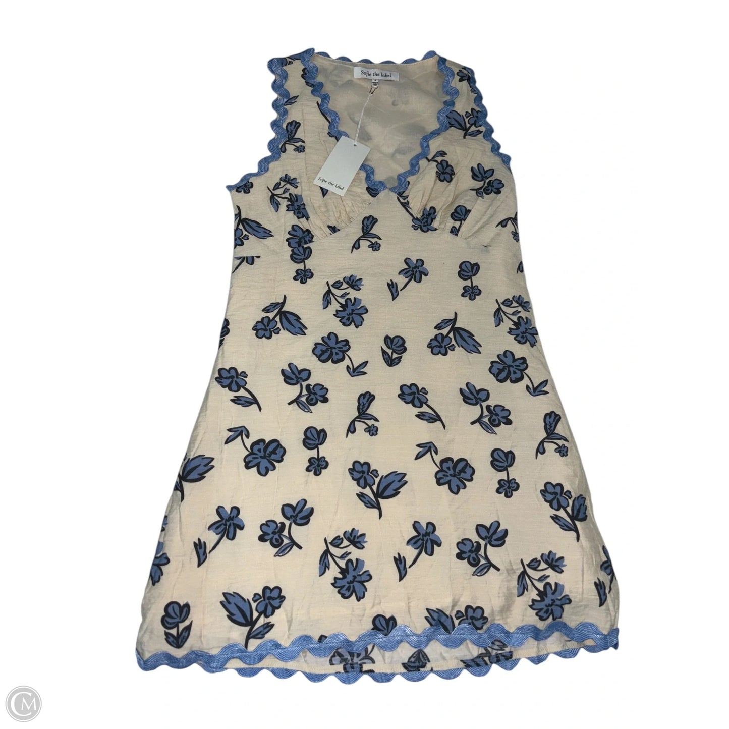 Dress Casual Short By Clothes Mentor In Blue & Cream, Size: S