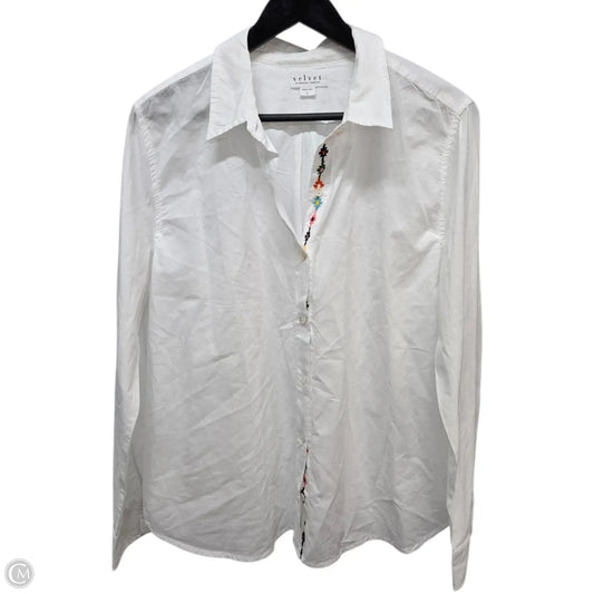 Top Long Sleeve Basic By Velvet In White, Size: L