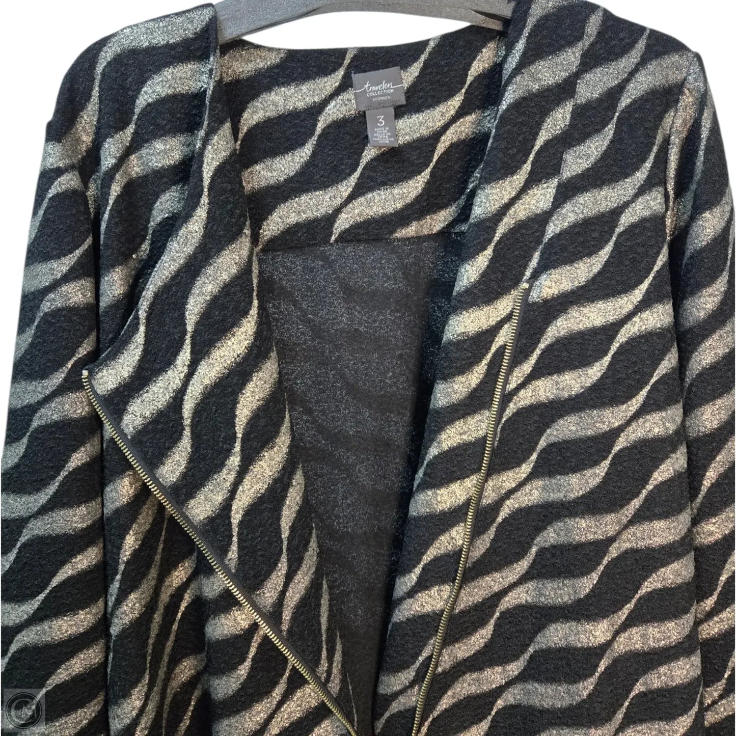 Blazer By Chicos In Black & Gold, Size: Xl