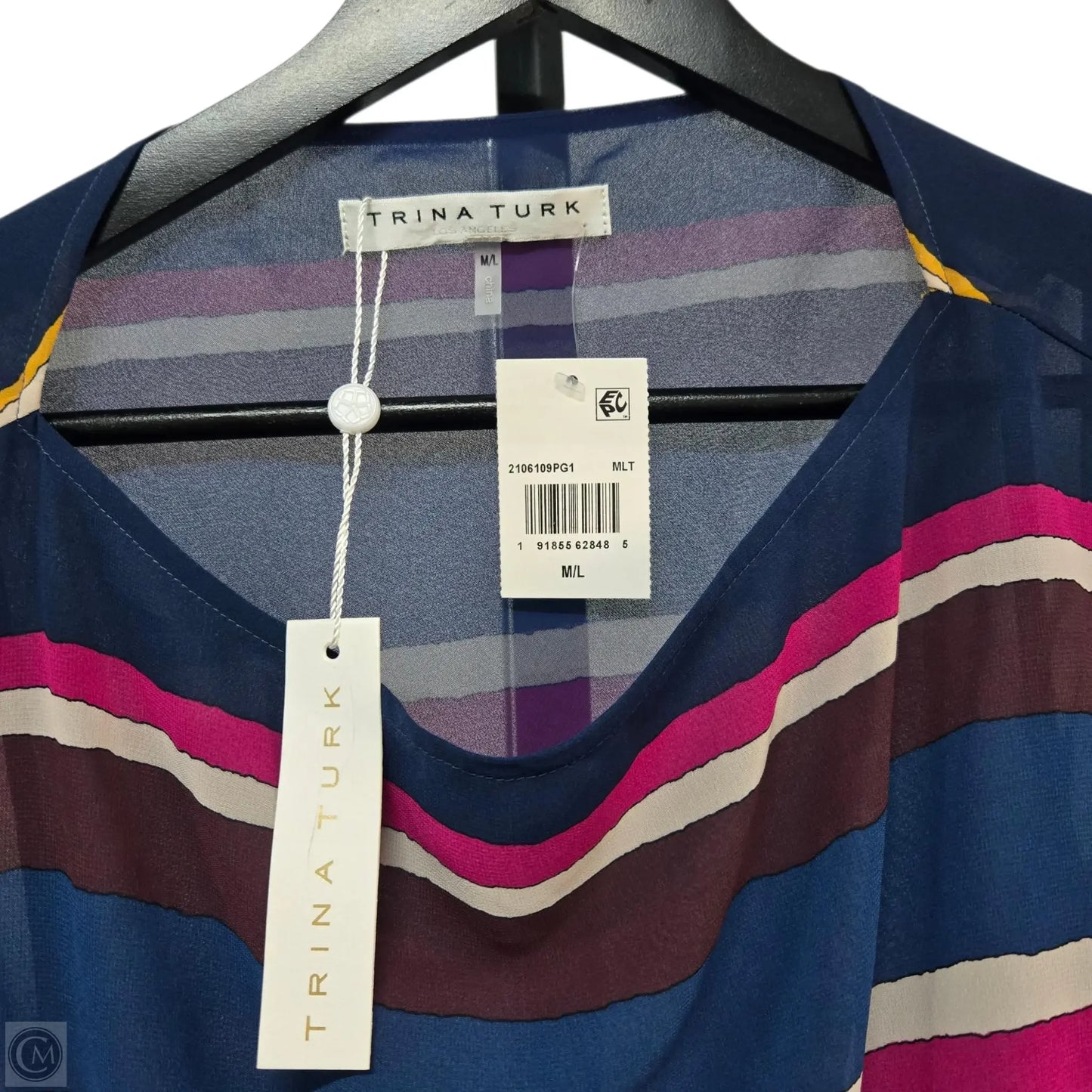 Top Short Sleeve Basic By Trina Turk In Striped Pattern, Size: M