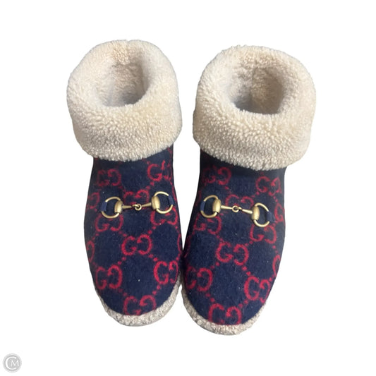 Boots Luxury Designer By Gucci In Blue & Red