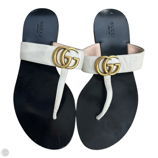 Sandals Luxury Designer By Gucci In Cream