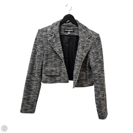 Blazer Designer By Karl Lagerfeld In Black & White, Size: 12