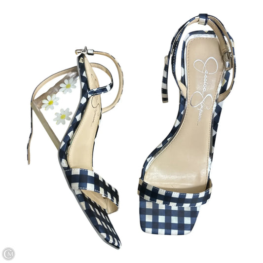 Sandals Heels Wedge By Jessica Simpson In Checkered Pattern, Size: 7.5