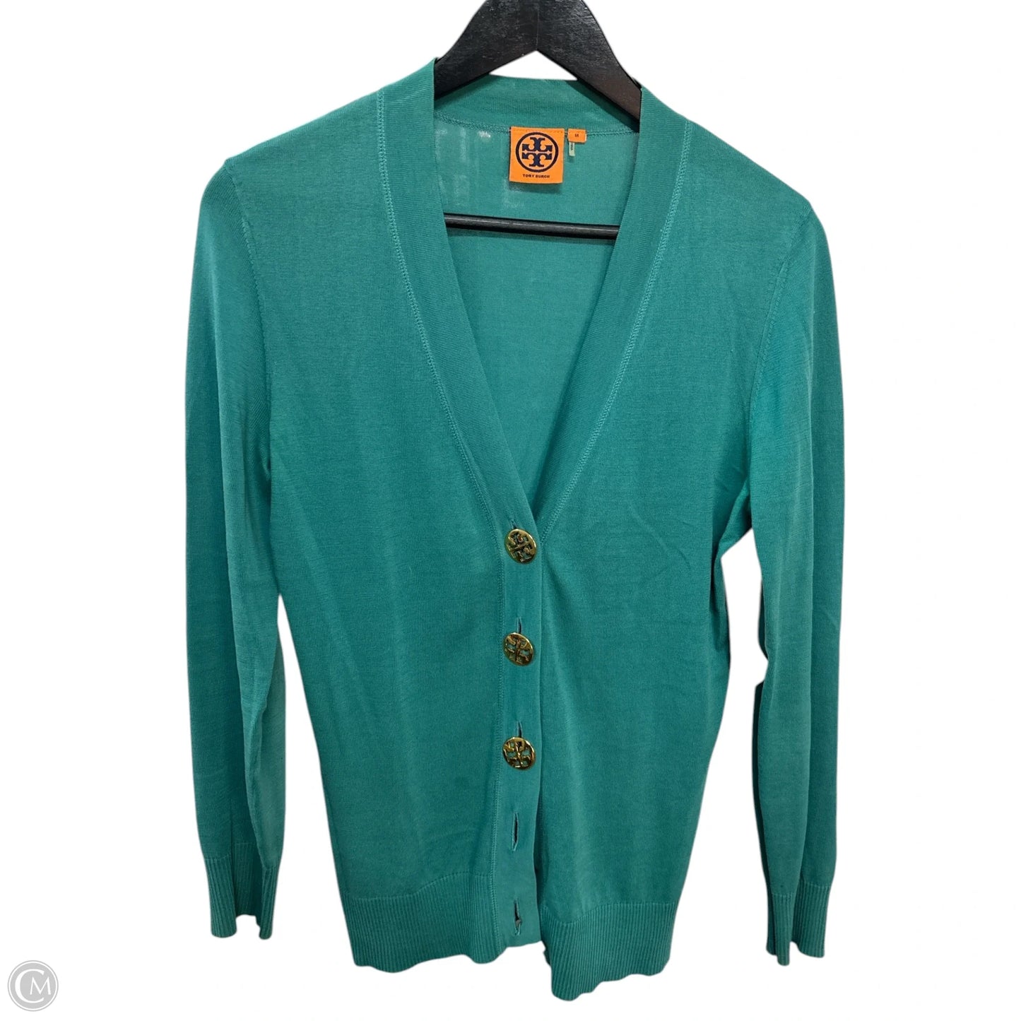 Sweater Cardigan Designer By Tory Burch In Green, Size: M