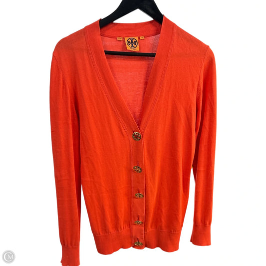 Sweater Cardigan Designer By Tory Burch In Orange, Size: M