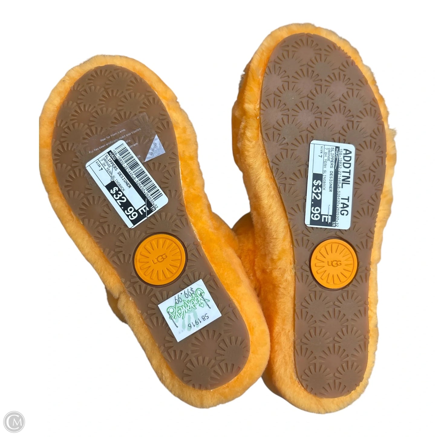 Slippers Designer By Ugg In Orange, Size: 7
