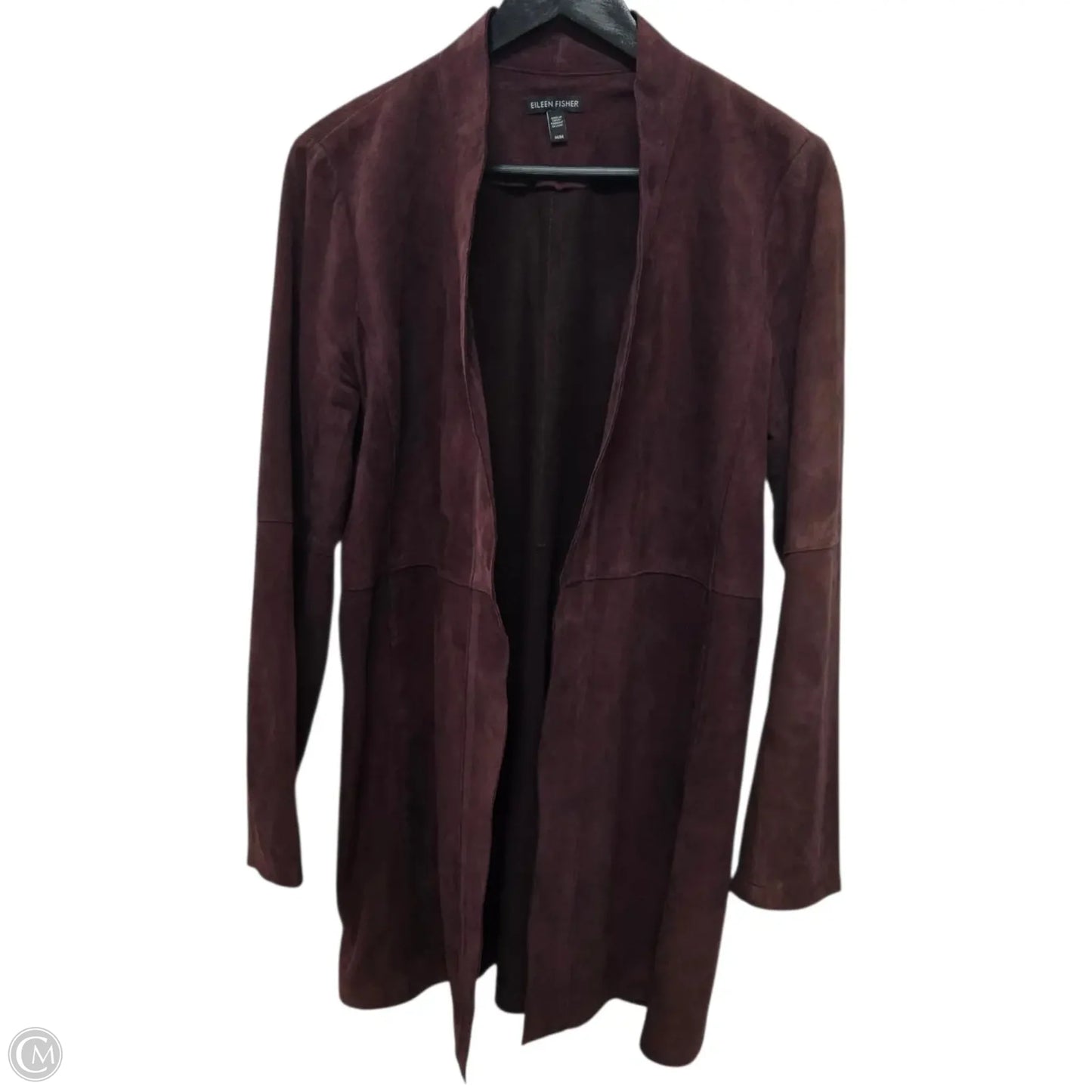 Jacket Leather By Eileen Fisher In Maroon, Size: M